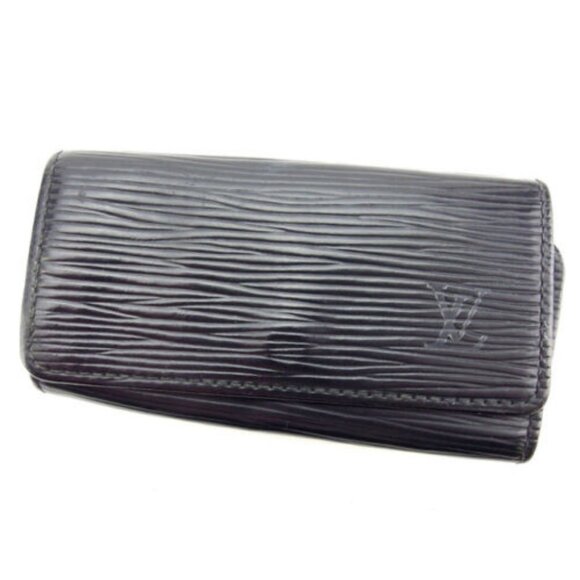 Authentic LOUIS VUITTON 4 Key Ring Black Epi Canvas Holder Case #47755F - Picture 1 of 9